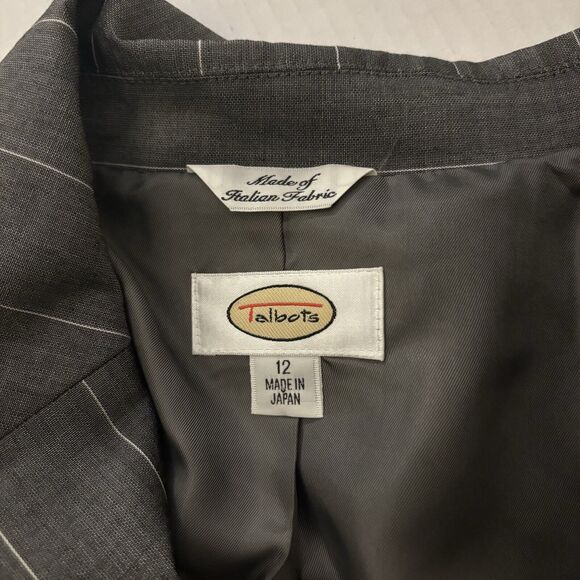 Talbots Italian Fabric Mohair Wool Blazer Jacket Gray Pinstripe 12 Work Career - Picture 6 of 10